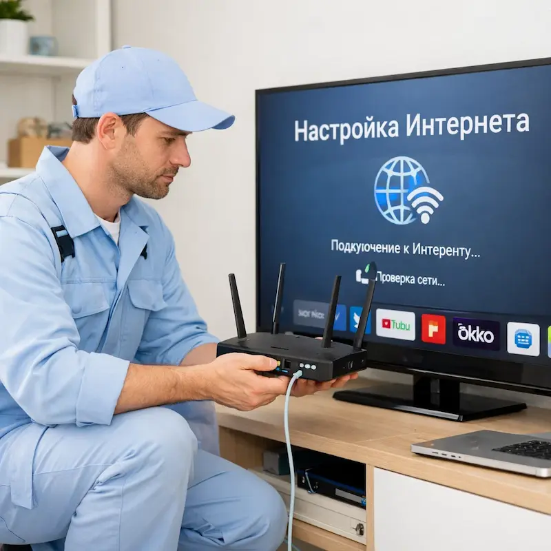 Настройка интернета на телевизоре в Пышме