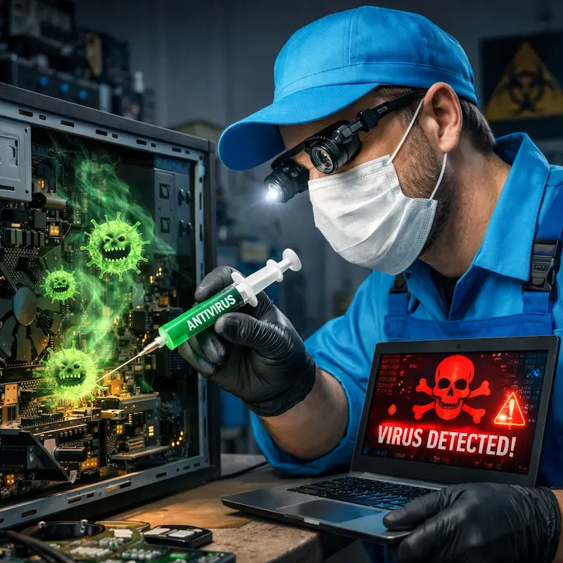 Лечение компьютера от вирусов в Пышме на дому