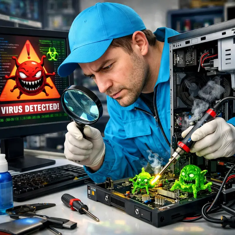 Вылечить компьютерный вирус в Пышме